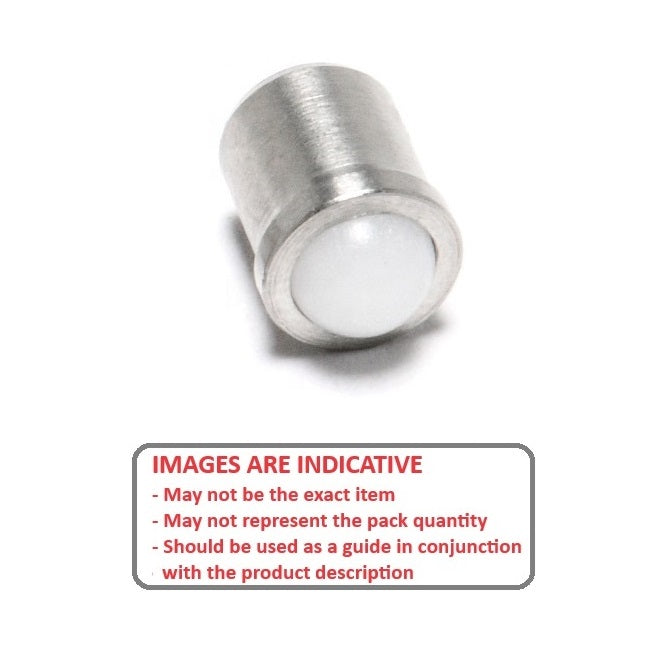 1102520 | PLBP-127-287-SA-102 (Each) --- Ball Push Fit Plungers - 12.7x28.7 mm - 53.4 N Stainless Body - Acetal Plunger