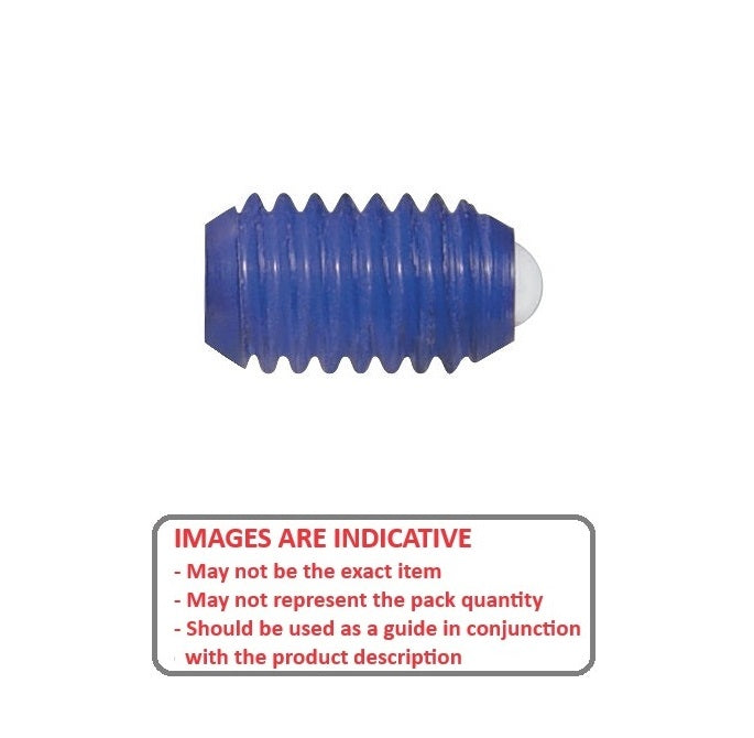 1071902 | PLBT-064C-135-AN-011 (PK-5) --- Ball Threaded Plungers - 1/4-20 UNC - 6.35mm - 13.5 mm - 4.5 N Acetal Body - Acetal with Nylon Ball Plunger