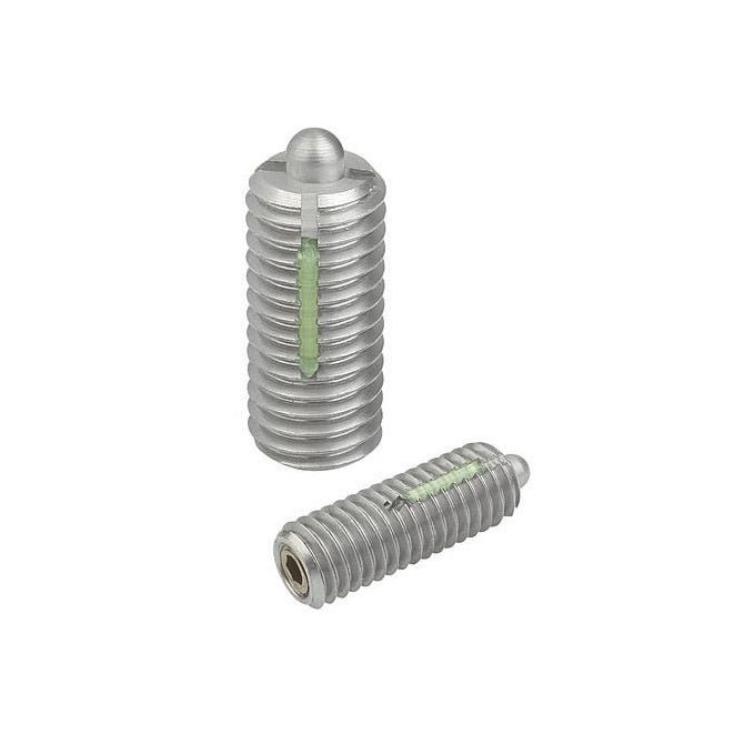 Ball Threaded Plungers - M8 - 8x1.25mm - 16 mm - 12.7 N Steel Body and Ball with Threadlock - Steel