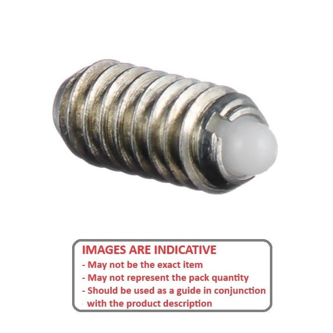1071913 | PLBT-064C-135-S3N-031 (Each) --- Ball Threaded Plungers - 1/4-20 UNC - 6.35mm - 13.5 mm - 13.4 N Stainless Body - Stainless Steel 303 Grade with Nylon Ball Plunger