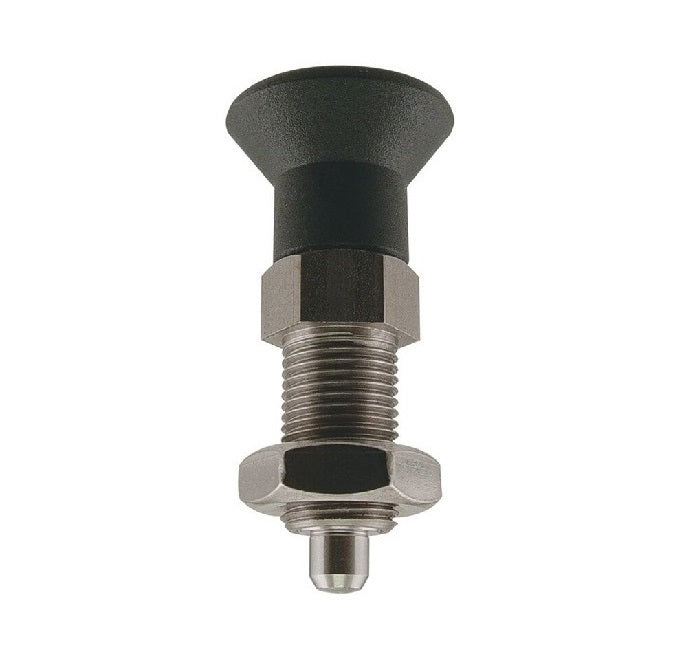 Plungers - Indexing Pull Knob - Stainless and Plastic - With Nut
