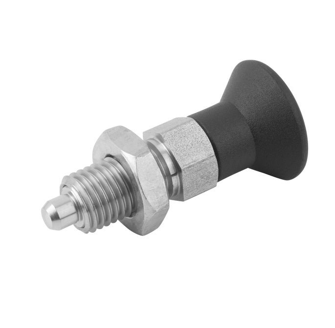 1068099 | PLIT-030-060-075-32-KPN-S3 (Each) --- Indexing Pull Knob Plungers - M6 Fine - 6x0.75mm - 31.5 mm - 2 N Stainless and Plastic - Stainless Steel 303 Similar to A2, 304, 18-8 Plunger