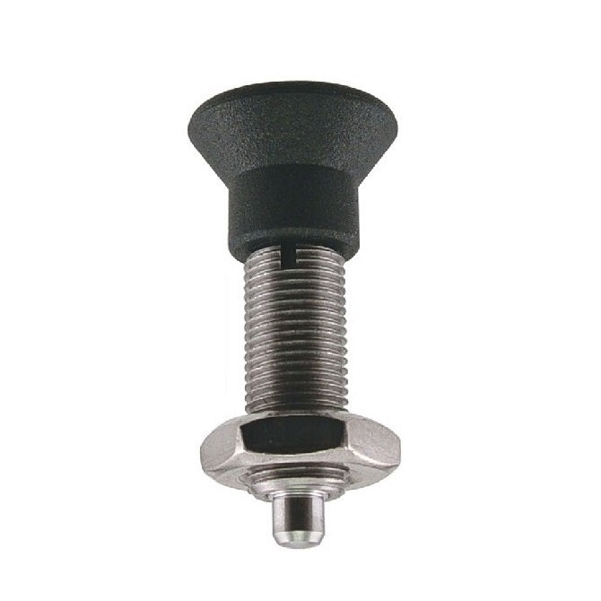 Plungers - Indexing Pull Knob - No Collar - Stainless and Plastic - With Nut