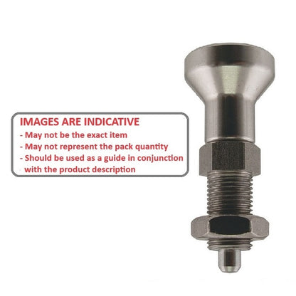 1092779 | PLIT-050-100-100-50-LKPN-S3F (Each) --- Indexing Pull Knob Plungers - M10x1 - Extra Fine - 50 mm - 2.3 N - Stainless Steel 303 Similar to A2, 304, 18-8 Plunger