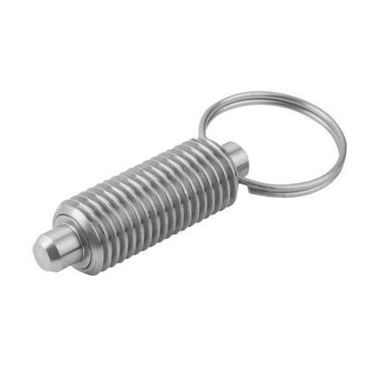 1072823 | PLST-064C-290-RCL-011 (Each) --- Spring Plungers - 1/4-20 UNC - 6.35mm - 20.3 mm - 4.5 N Ring Handle - Steel Plunger