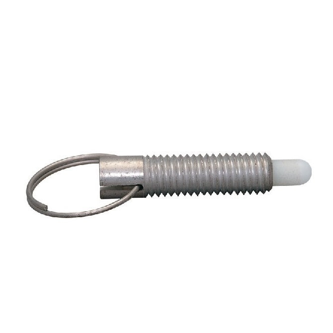 Spring Plungers - 1/4-20 UNC - 6.35mm - 30.2 mm - 4.5 N Pull Ring - Stainless Steel Body with Acetal