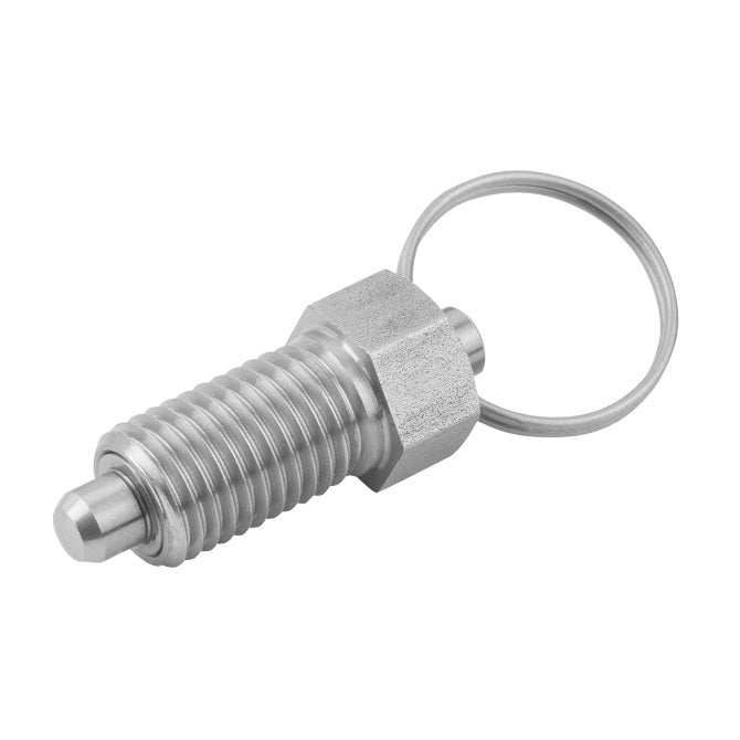 1071459 | PLST-064C-112-RC-009 (PK-250) --- Spring Plungers - 1/4-20 UNC - 6.35mm - 7.9 mm - 2.2 N Ring Handle - Steel Plunger