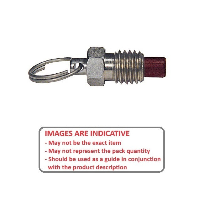 1071381 | PLST-064C-111-RPS-009 (Each) --- Spring Plungers - 1/4-20 UNC - 6.35mm - 6.4 mm - 2.2 N Ring Handle - Stainless Steel Body with Phenolic Plunger