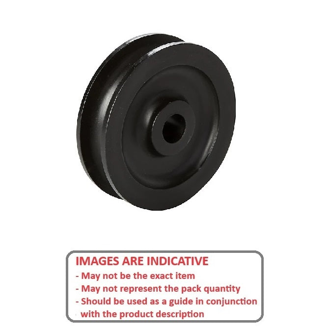 1040413 | PUI024-0381-065-A (PK-100) --- U Groove Idler Pulleys - 2.39x38.1x6.452 mm Single Row - Acetal - Black Pulley