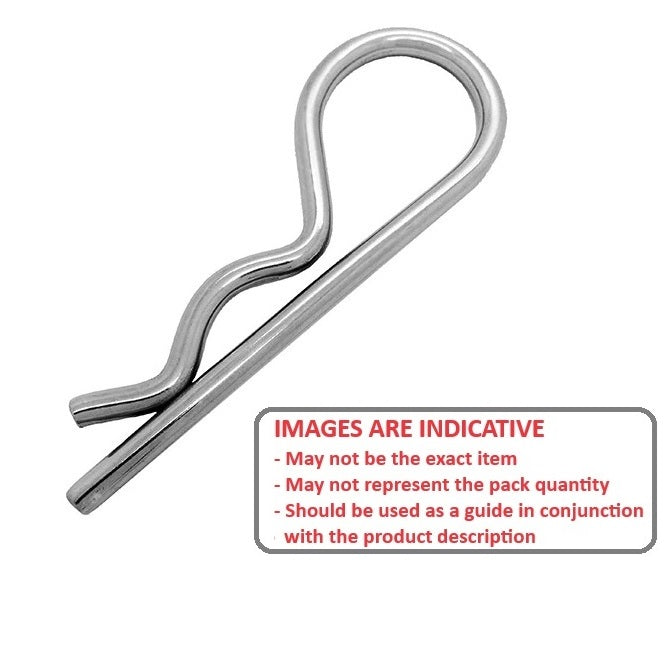 1040164 | RCL-020-047-S4 (PK-5) --- Single Coil R Clips - 2x47 mm - 304 Stainless Steel Clip