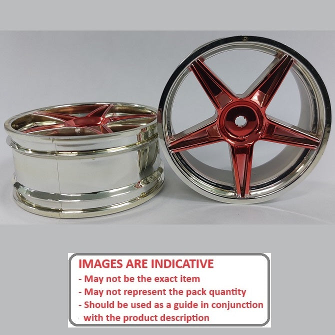 1227324 | RM-XO-060N-SR-5 (2 Pcs) --- RC Car Rims Hobby - Silver with Red 5 Spoke