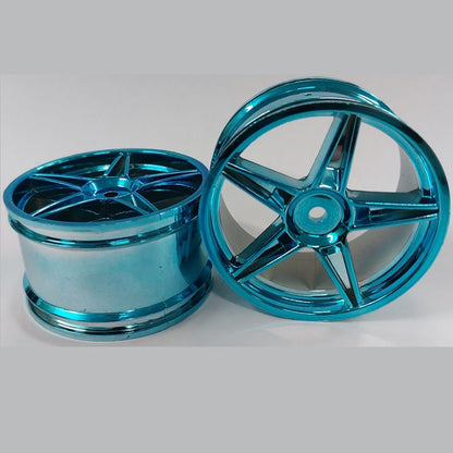 1231358 | RM-XO-060W-BU-5 (Per Card) --- RC Car Rims Hobby - Rim Colour Metallic Blue 5 Spoke Tenth Scale - Aluminium Rim