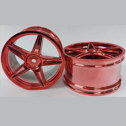 1231359 | RM-XO-060W-MR-5 (Per Card) --- RC Car Rims Hobby - Rim Colour Metallic Red 5 Spoke Tenth Scale - Aluminium Rim