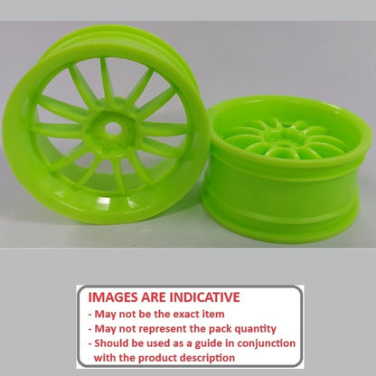 1227722 | RM-XR-052-LG12 (2 Pcs) --- RC Car Rims Hobby - Lime Green 12 Spoke