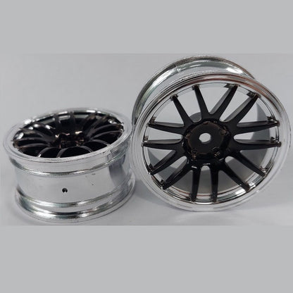 1231723 | RM-XR-052-SBK-12 (Per Card) --- RC Car Rims Hobby - Rim Colour Silver with Black 12 Spoke Tenth Scale - Aluminium Rim