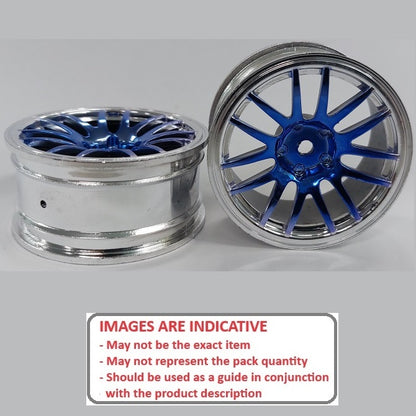 1227724 | RM-XR-052-SBU-12 (5 Pcs) --- RC Car Rims Hobby - Silver with Blue 12 Spoke