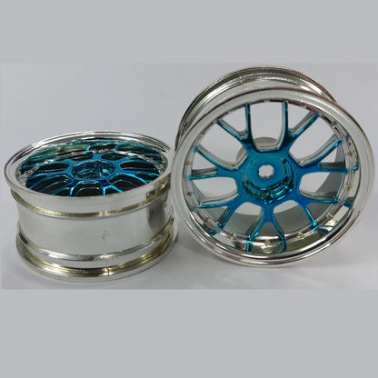 1231470 | RM-XR-052-SBU-7K (Per Card) --- RC Car Rims Hobby - Rim Colour Silver with Blue 7 Fork Spoke Tenth Scale - Aluminium Rim