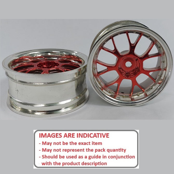 1227508 | RM-XR-052-SR-7K (4 Pcs) --- RC Car Rims Hobby - Silver/Red 7 Fork Spoke