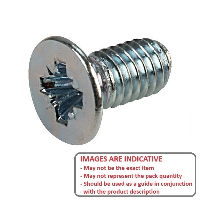 1045041 | SK030M-008-PZ-CZ (PK-10) --- Countersunk Screws - M3 - 3x0.5mm - 8 mm - Zinc Plated Pozidrive Screw