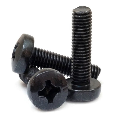 Pan Head Screws - 4-40 UNC - 2.85mm - 6.4 mm - Black Oxide Steel Phillips