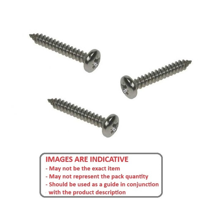 1042335 | SCT0285-019-P-PH-S4 (PK-100) --- Self Tapping Screws - 2.85mm - 4 Gauge - 19.1 mm - 4 Pan Head - Stainless Steel 304 Similar to A2, 18-8 HRB80 Screw