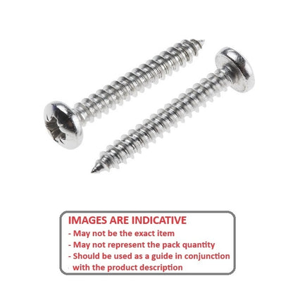 1056692 | SCT0476-045-P-PH-S4 (PK-100) --- Self Tapping Screws - 4.76x44.5 mm - 10 or 3/16 Pan Head - Stainless Steel 304 Similar to A2, 18-8 HRB80 Screw