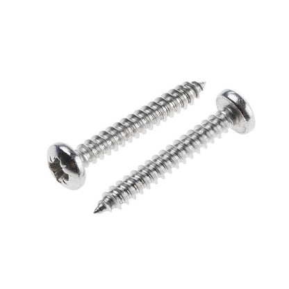 Self Tapping Screws - 4.76x101.6 mm - 10 or 3/16 Pan Head - Stainless Steel 316 Similar to A4, 18-10 
