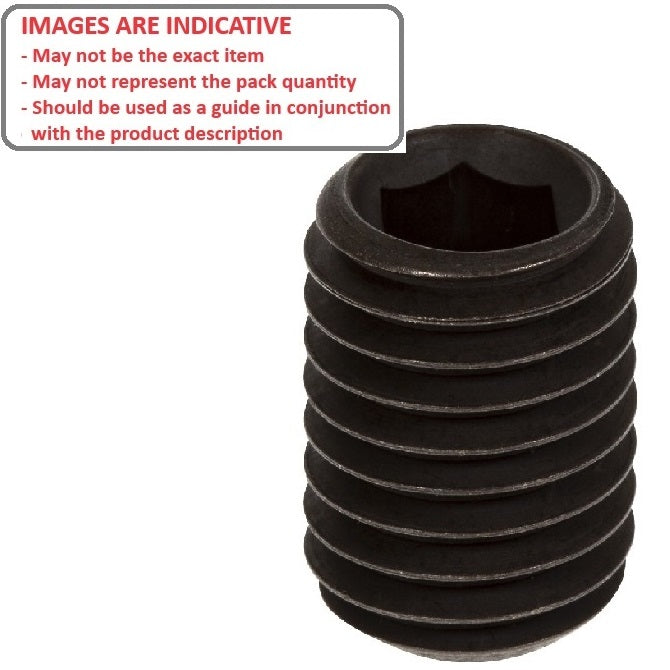 1090774 | SS100M-0160-AS-FT (PK-50) --- Flat Tip DIN913 Socket Set Screws - M10 - 10x1.5mm - 16 mm - Standard Cup Point Alloy Steel - Carbon Steel - Hardened Screw