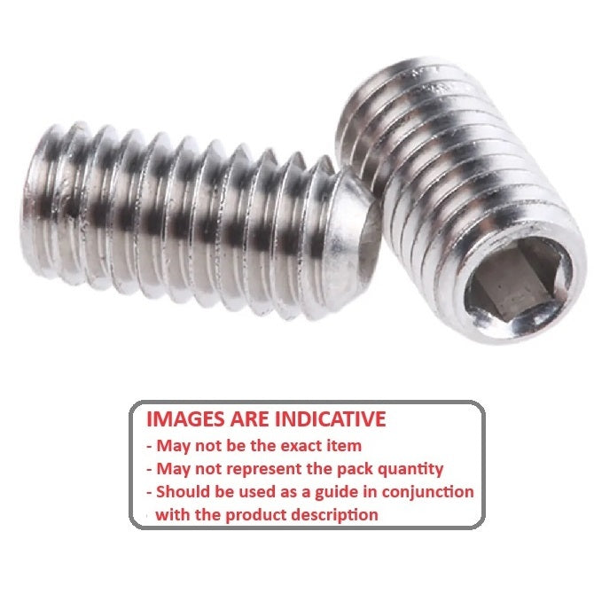 1045879 | SS030M-0200-S6 (PK-10) --- Standard Cup Point Socket Set Screws - M3 - 3x0.5mm - 20 mm 316 Stainless Steel DIN916 - Stainless Steel 316 Similar to A4, 18-10 Screw