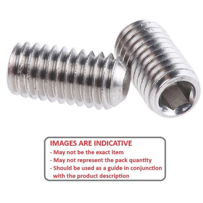 1090229 | SS100M-0100-S6 (PK-50) --- Standard Cup Point Socket Set Screws - M10 - 10x1.5mm - 10 mm 316 Stainless Steel DIN916 - Stainless Steel 316 Similar to A4, 18-10 Screw