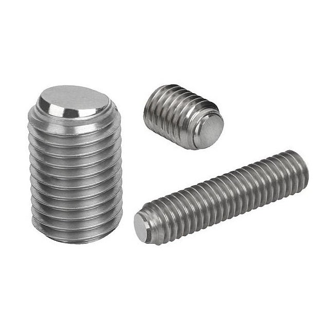 Flat Tip Aligning Socket Set Screws - M12 - 12x1.75mm - 40 mm - Aligning Flat Tip  - 304 Stainless Steel A2, 18-8 with 440C Stainless HRC 50-55 tip