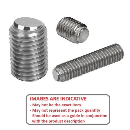 1098970 | SS120M-0400-S4-FB (Each) --- Flat Tip Aligning Socket Set Screws - M12 - 12x1.75mm - 40 mm - Aligning Flat Tip - 304 Stainless Steel A2, 18-8 with 440C Stainless HRC 50-55 tip Screw