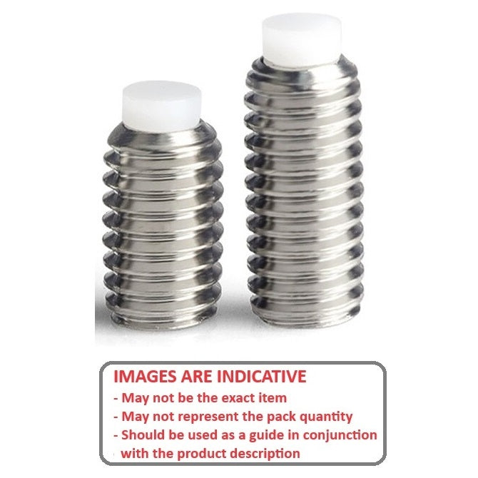 1053558 | SS040M-0160-S3-AT (Each) --- Acetal Tipped Socket Set Screws - M4 - 4x0.7mm - 16 mm  - Stainless Steel 18-8 Similar to A2, 303, 304 Screw