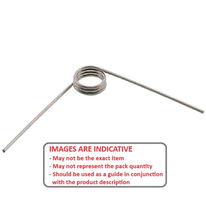 1093965 | TS-103L-508-198-090-S2 (Each) --- Torsion Springs - 10.31x50.8x1.98 mm Left Hand Wound - Stainless Steel 302/304 Similar to A2, 18-8 Spring