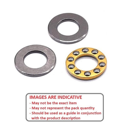 1039367 | T-0020-0060-F-BR (Each) --- Thrust Ball Bearings - 2x6x3 mm / 2 mm Flat - Chrome Steel Bearing