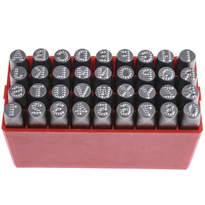Punches Tools -  6mm Number and Letter Punch Set Contains 36 Pieces - A - Z, 0-8, and Symbol - Carbon Steel - Hardened 50-60 HRC