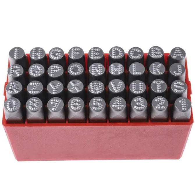 1064707 | GYC610-6 (Each) --- Punches Tools - 6mm Number and Letter Punch Set Contains 36 Pieces - A - Z, 0-8, and Symbol Standard - Carbon Steel Punch Set