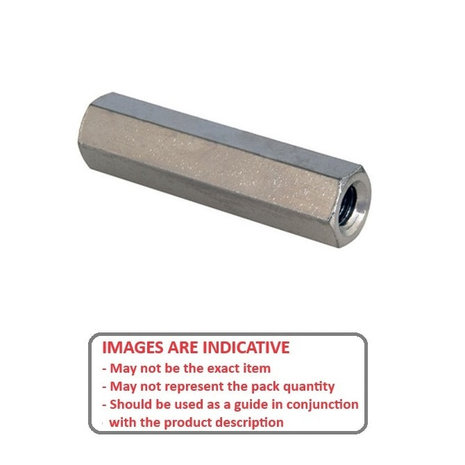 1053982 | SHX-T-040M-030-007-MZ (PK-2) --- Threaded Spacers - M4 - 4x0.7mm - 30x7 mm Hex - Steel - Mild S300 Pb Zinc Plated Spacer