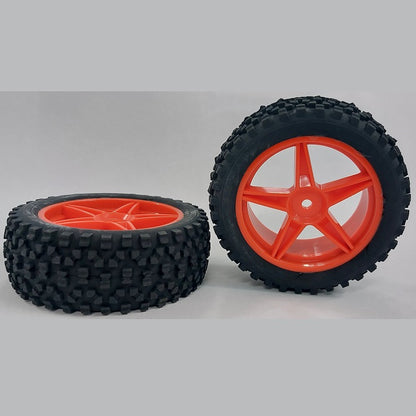 1076483 | WH-8O-085-34-FO-5 (2 Pcs) --- RC Car Wheels Hobby - Fluoro Orange 5 Spoke Black