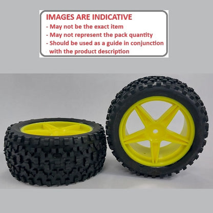 1140179 | WH-8O-112-43-Y-5 (2 Pcs) --- RC Car Wheels Hobby - Yellow 5 Spoke Black