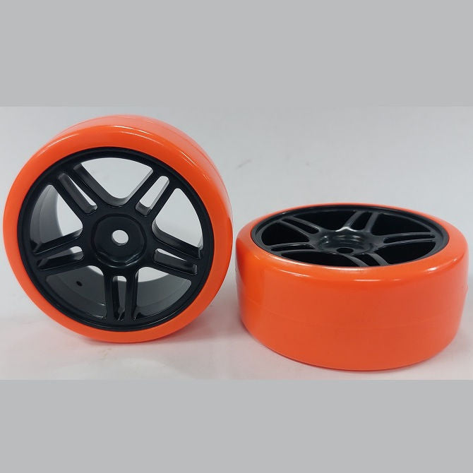 1039148 | WH-XD-063-26-BK-5T-R (PK-3) --- RC Car Wheels Hobby - Rim Colour Black 5 Split Spoke - Red Tenth Scale - Plastic Wheel