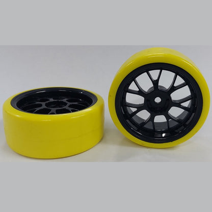 1041149 | WH-XD-063-26-BK-7K-Y (2 Pcs) --- RC Car Wheels Hobby - Black 7 Fork Spoke Yellow