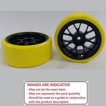 1041149 | WH-XD-063-26-BK-7K-Y (2 Pcs) --- RC Car Wheels Hobby - Black 7 Fork Spoke Yellow