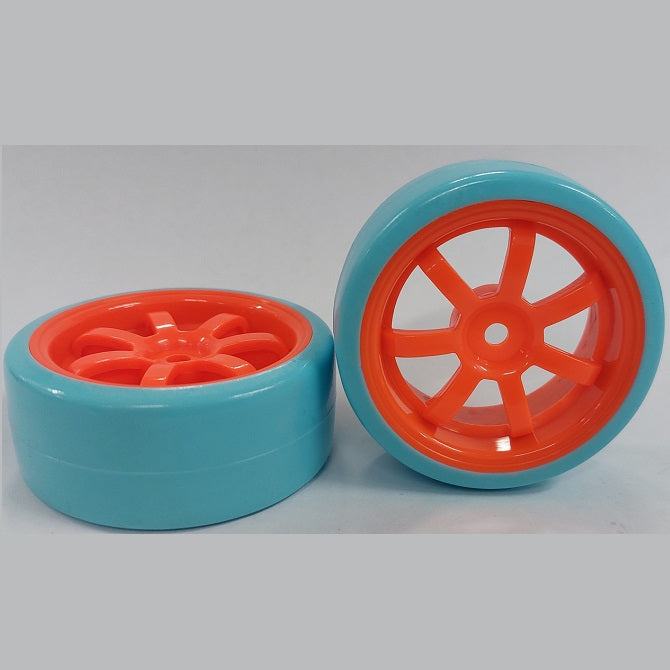 1076505 | WH-XD-063-26-FO-7-BL (2 Pcs) --- Wheels - Fluoro Orange 7 Spoke Blue