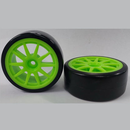 1083962 | WH-XD-063-26-G-10-BK (PK-2) --- RC Car Wheels Hobby - Rim Colour Green 10 Spoke - Black Tenth Scale - Plastic Wheel