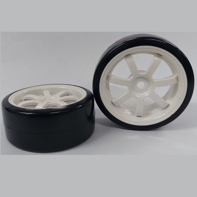 1137828 | WH-XD-063-26-W-7-BK (PK-4) --- RC Car Wheels Hobby - Rim Colour White 7 Spoke - Black Tenth Scale - Plastic Wheel