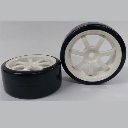 1137828 | WH-XD-063-26-W-7-BK (PK-4) --- RC Car Wheels Hobby - Rim Colour White 7 Spoke - Black Tenth Scale - Plastic Wheel