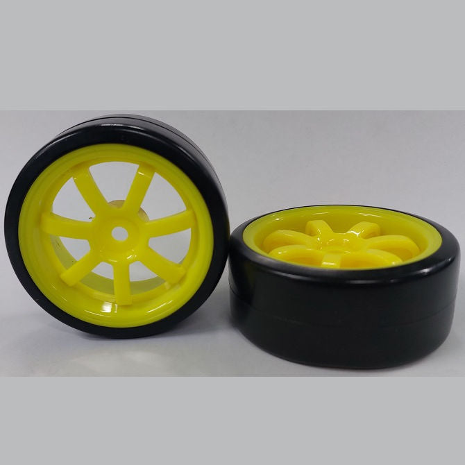 1139571 | WH-XD-063-26-Y-7-BK (Per Card) --- RC Car Wheels Hobby - Rim Colour Yellow 7 Spoke - Black Tenth Scale - Plastic Wheel