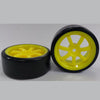 RC Car Wheels Hobby - Rim Colour Yellow 7 Spoke - Black - Plastic